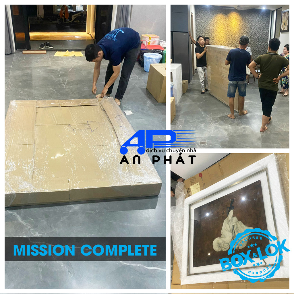 Dịch vụ đ&oacute;ng g&oacute;i bọc tranh tại nh&agrave;