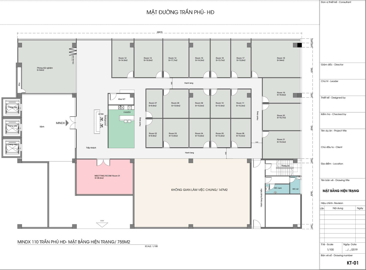 Mặt bằng hiện trạng văn ph&ograve;ng