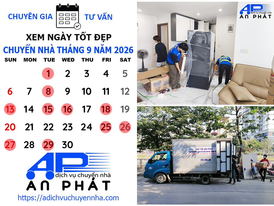Ngày tốt chuyển nhà tháng 9 năm 2026 theo tuổi